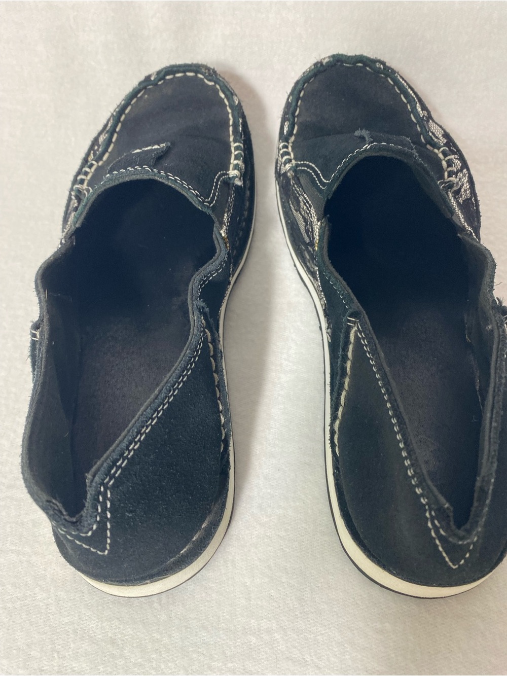 ARIAT Women’s Cruiser Shoes Black White Stitching Leather Slip On Loafer Size 9B - Picture 5 of 9